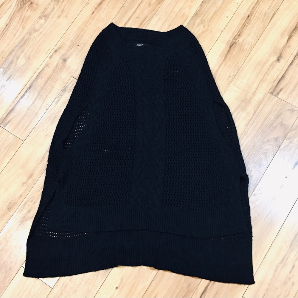 All Saints sweater cable knit poncho pull over black boho preppy luxury …